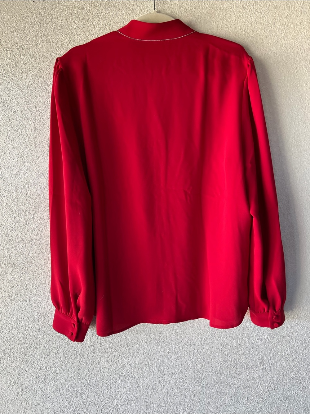 Chico's Bright Red Ruffle-Front Blouse - Picture 2 of 4